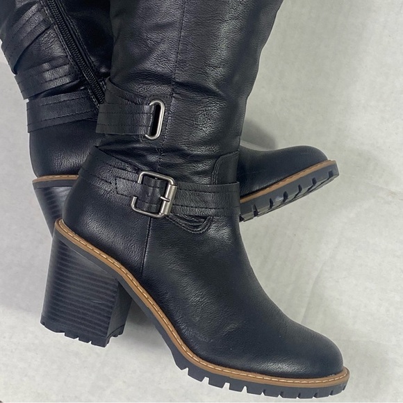 SUN + STONE Viviaan Zipper Buckle Knee-High Boots - Picture 10 of 13